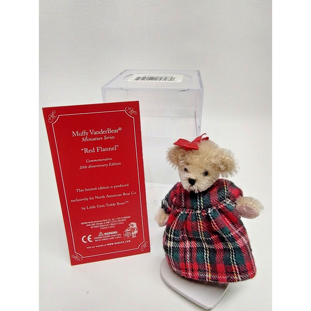 Muffy VanderBear 2004 Red Flannel Miniature Bear by Little Gem 3.25"